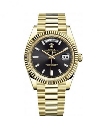 Rolex Day Date 228238-0004 - 40mm - Black Dial With Baguette Diamonds - President Yellow Gold 18K