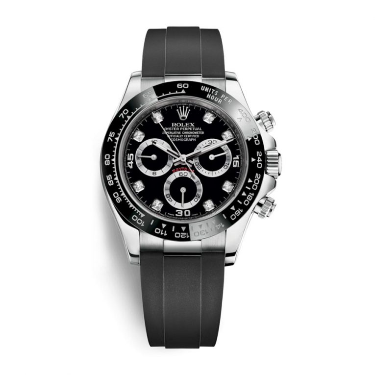 Rolex Cosmograph Daytona 116519LN-0025 - 40mm - Black Dial with Diamonds - Oysterflex - White Gold 18K