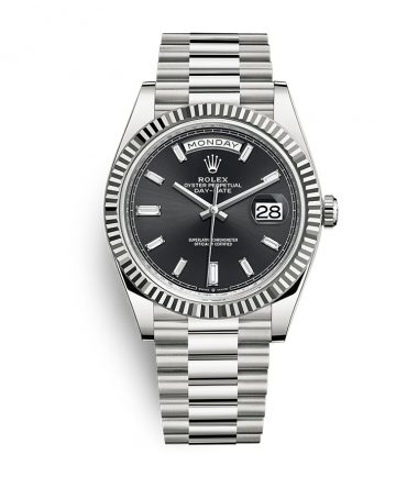 Rolex Day Date 228239-0005 - 40mm - Black Dial With Baguette Diamonds - President White Gold 18K