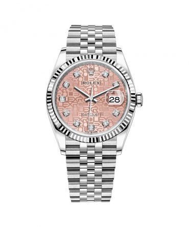 Rolex Datejust 126234-0023 - Pink Salmon Jubilee Dial with Diamonds, 36mm, Jubilee, White Gold 18K