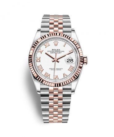 Rolex Datejust 126231-0015 - White Ceramic Dial, 36mm, jubilee, Everose Gold 18K