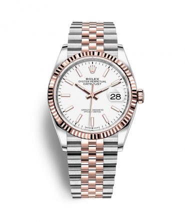 Rolex Datejust 126231-0017 - White Ceramic Dial, 36mm,  jubilee, Everose Gold 18K