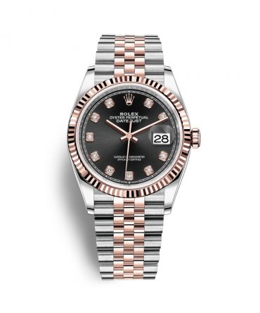 Rolex Datejust 126231-0019 - Black Dial with diamonds , 36mm, jubilee, Everose Gold 18K
