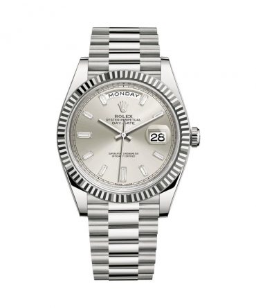 Rolex Day Date 228239-0003 - 40mm - Silver Dial With Baguette Diamonds - President White Gold 18K
