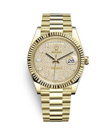 Rolex Day Date 228238-0054 - 40mm - Diamonds Paved  Dial With Baguette Diamonds - President Yellow Gold 18K