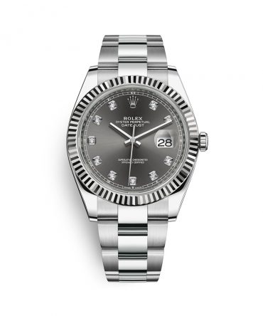 Rolex Datejust 126334-0005 - rhodium Dial with diamonds - 41mm - Oyster demi white gold 18k