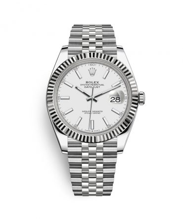 Rolex Datejust 126334-0010 - White Dial - 41mm - Jubilee demi white gold 18k