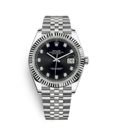 Rolex Datejust 126334-0012 - Black Dial With Diamonds- 41mm - Jubilee demi white gold 18k