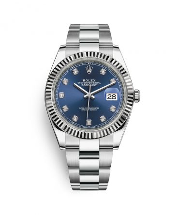 Rolex Datejust 126334-0015 - Blue Dial with Diamonds - 41mm - Oyster demi white gold 18k