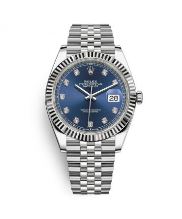 Rolex Datejust 126334-0016 - Blue Dial with Diamonds - 41mm - Oyster demi white gold 18k