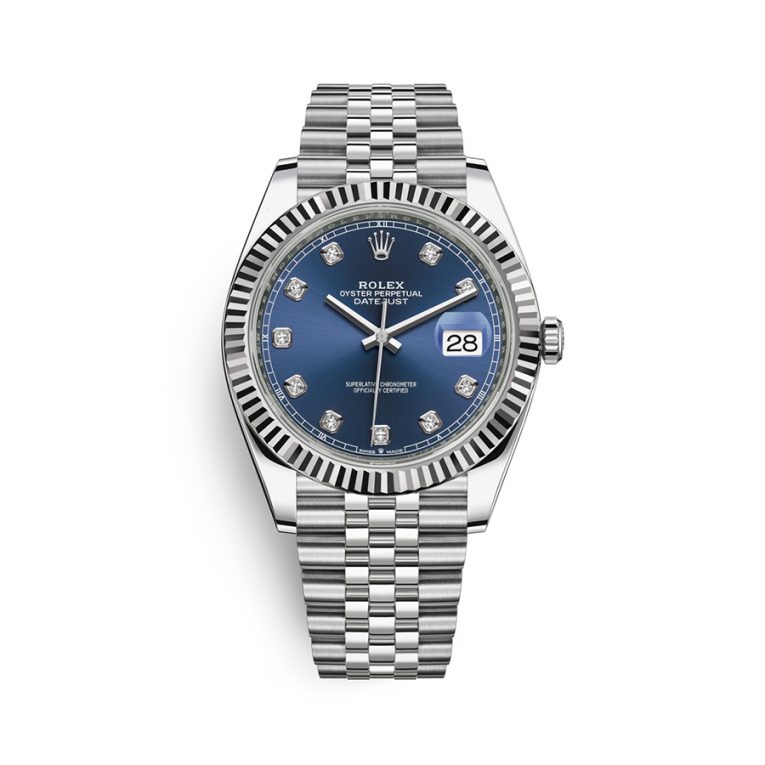 Rolex Datejust 126334-0016 - Blue Dial with Diamonds - 41mm - Oyster demi white gold 18k