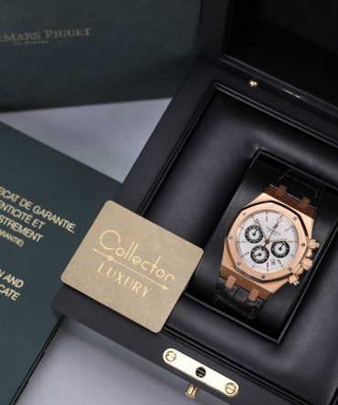 Alternative view of Audemars Piguet Royal Oak 26022OR.OO.D098CR.01 Chronograph - Silver Dial - Rose Gold 18K - Leather Strap - 39mm