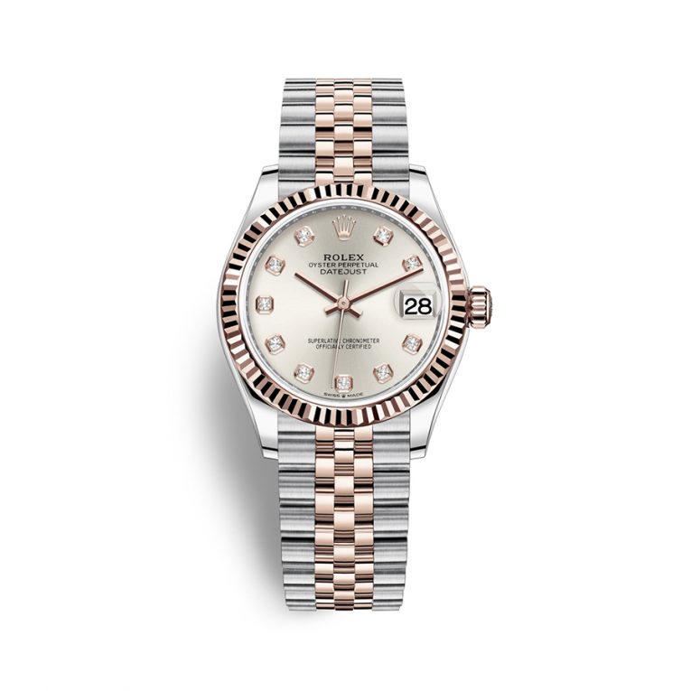 ROLEX LADY-DATEJUST 278271-0005- SILVER DIAL WITH DIAMONS – 31MM – JUBILEE DEMI ROSE GOLD 18K