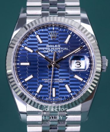 Alternative view of ROLEX DATEJUST 126234-0049 – MOTIF BLUE DIAL , 36MM, JUBILEE, WHITE GOLD 18K