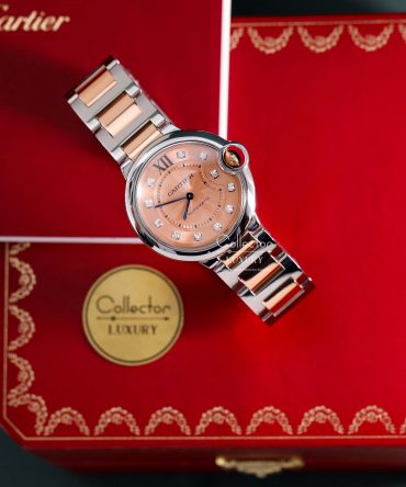 Alternative view of Cartier Ballon Bleu de Cartier - WE902053 - Pink Dial with diamonds - Demi Rose Gold 18k - 33mm