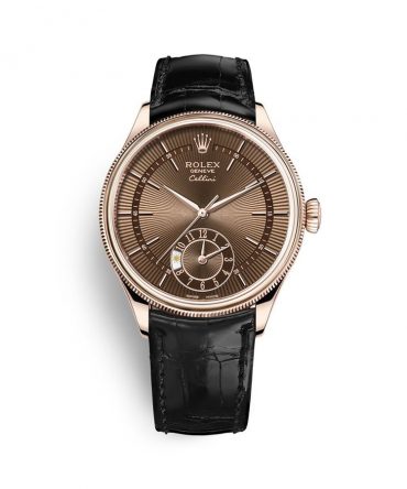 ROLEX CELLINI DUAL TIME - 50525-0015 - Chocolate dial - eveROSE GOLD- 39mm
