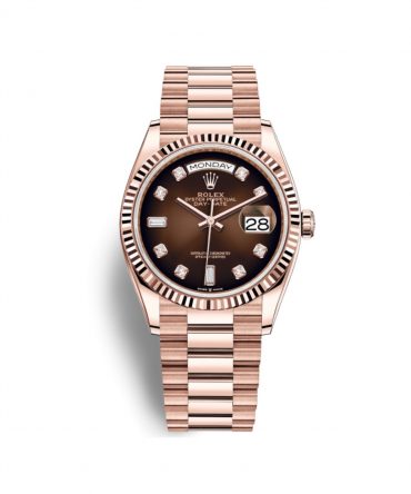 ROLEX DAY DATE 128235-0037-36MM- OMBRÉ BROWN DIAMOND - PRESIDENT- EVEROSE GOLD 18K