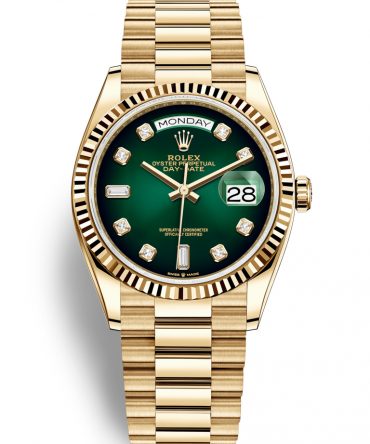ROLEX DAY-DATE 128238 DIAL OMBRÉ GREEN DIAMOND 36MM