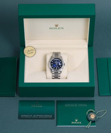 Alternative view of ROLEX DAY-DATE 128239 DIAL OMBRÉ BLUE DIAMOND 36MM 18K WHITE GOLD