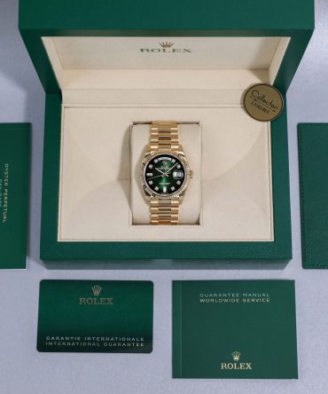 Alternative view of ROLEX DAY-DATE 128238 DIAL OMBRÉ GREEN DIAMOND 36MM