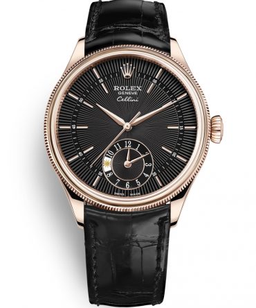 ROLEX CELLINI DUAL TIME 50525-0011 BLACK DIAL - EVEROSE GOLD 18K - 39MM