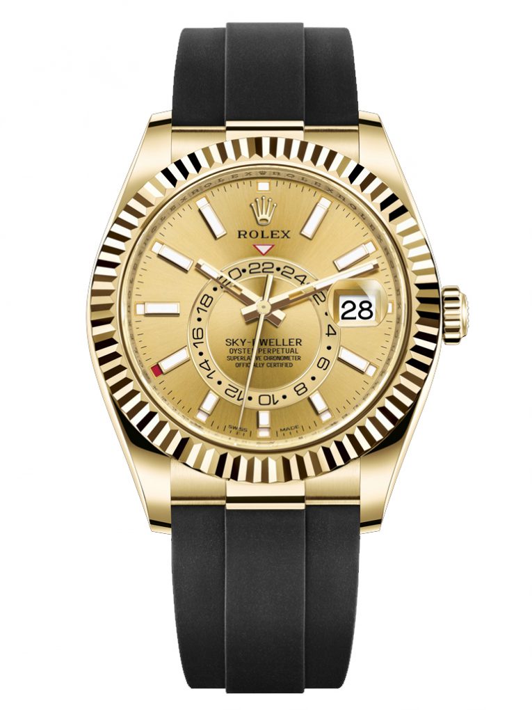 ROLEX SKY DWELLER 326238-007- 42MM- YELLOW DIAL - OYSTERFLEX - YELLOW GOLD 18K