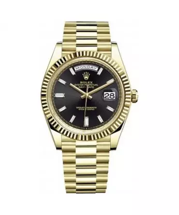 Rolex Day Date 228238-0004 - 40mm - Black Dial With Baguette Diamonds - President Yellow Gold 18K