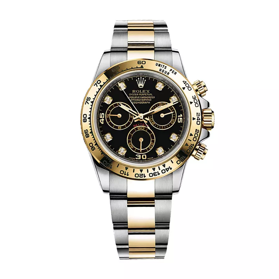 Rolex Cosmograph Daytona 116503-0008 - 40mm - Black Dial With Diamonds - Oyster Steel Yellow Gold 18K