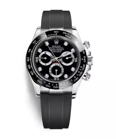 Rolex Cosmograph Daytona 116519LN-0025 - 40mm - Black Dial with Diamonds - Oysterflex - White Gold 18K