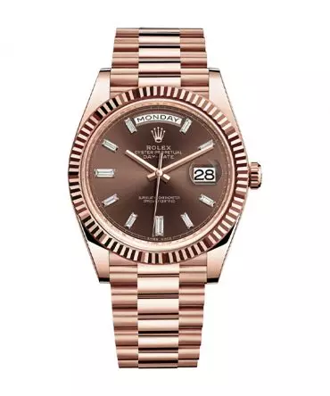 Rolex Day Date 228235-0003, 40mm, Chocolate Dial With Baguette Diamond- President Everose Gold 18K