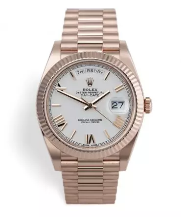 Rolex Day Date 228235-0032, 40mm, White Ceramic Dial- President Everose Gold 18K