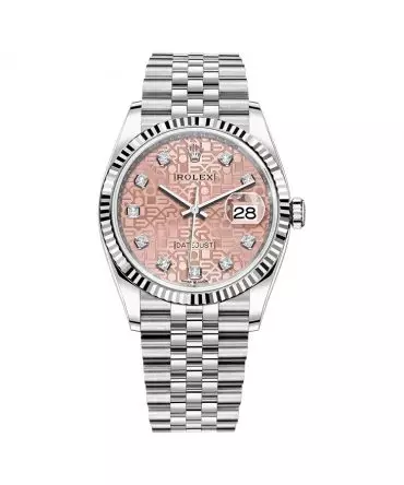Rolex Datejust 126234-0023 - Pink Salmon Jubilee Dial with Diamonds, 36mm, Jubilee, White Gold 18K