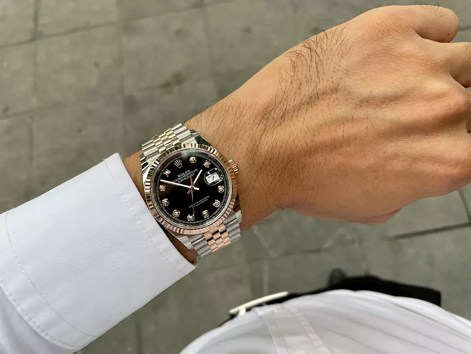 Rolex Datejust 126231-0019 - Black Dial with diamonds , 36mm, jubilee, Everose Gold 18K - Ảnh 8