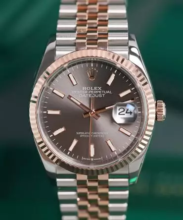Alternative view of Rolex Datejust 126231-0013 - Grey Dial, 36mm, Chromalight, Everose Gold 18K