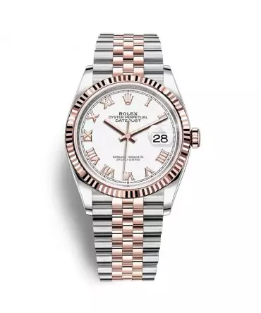 Rolex Datejust 126231-0015 - White Ceramic Dial, 36mm, jubilee, Everose Gold 18K