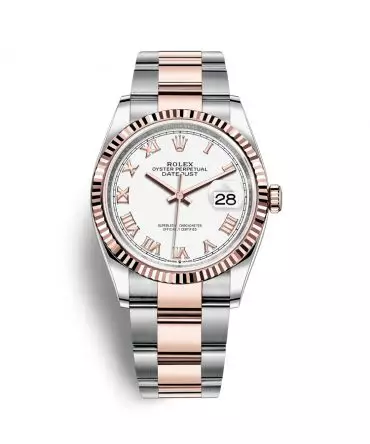 Rolex Datejust 126231-0016 - White Ceramic Dial, 36mm, Oyster, Everose Gold 18K