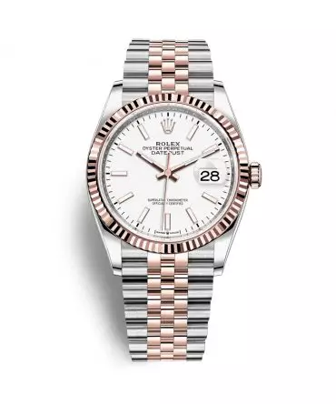 Rolex Datejust 126231-0017 - White Ceramic Dial, 36mm,  jubilee, Everose Gold 18K