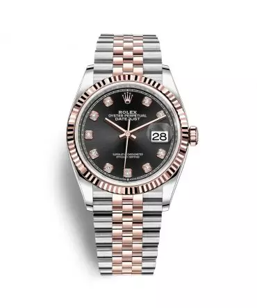 Rolex Datejust 126231-0019 - Black Dial with diamonds , 36mm, jubilee, Everose Gold 18K