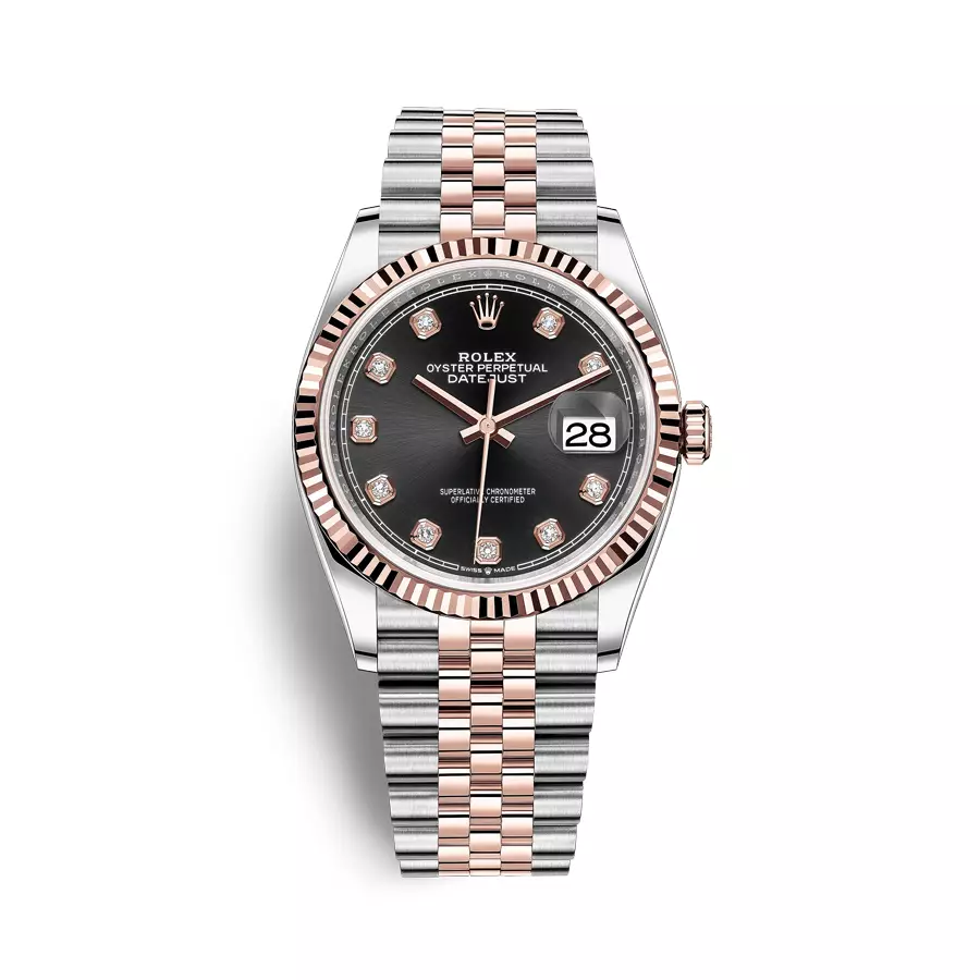 Rolex Datejust 126231-0019 - Black Dial with diamonds , 36mm, jubilee, Everose Gold 18K
