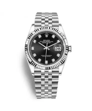 Rolex Datejust 126234-0027 - Black Dial with Diamonds, 36mm, Jubilee, White Gold 18K