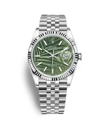 Rolex Datejust 126234-0047 - Green Palm Dial, 36mm, Jubilee, White Gold 18K