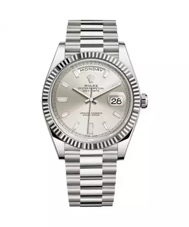 Rolex Day Date 228239-0003 - 40mm - Silver Dial With Baguette Diamonds - President White Gold 18K