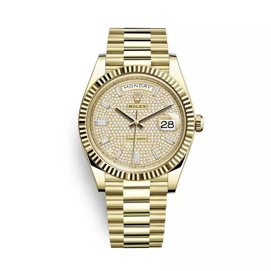 Rolex Day Date 228238-0054 - 40mm - Diamonds Paved Dial With Baguette Diamonds - President Yellow Gold 18K