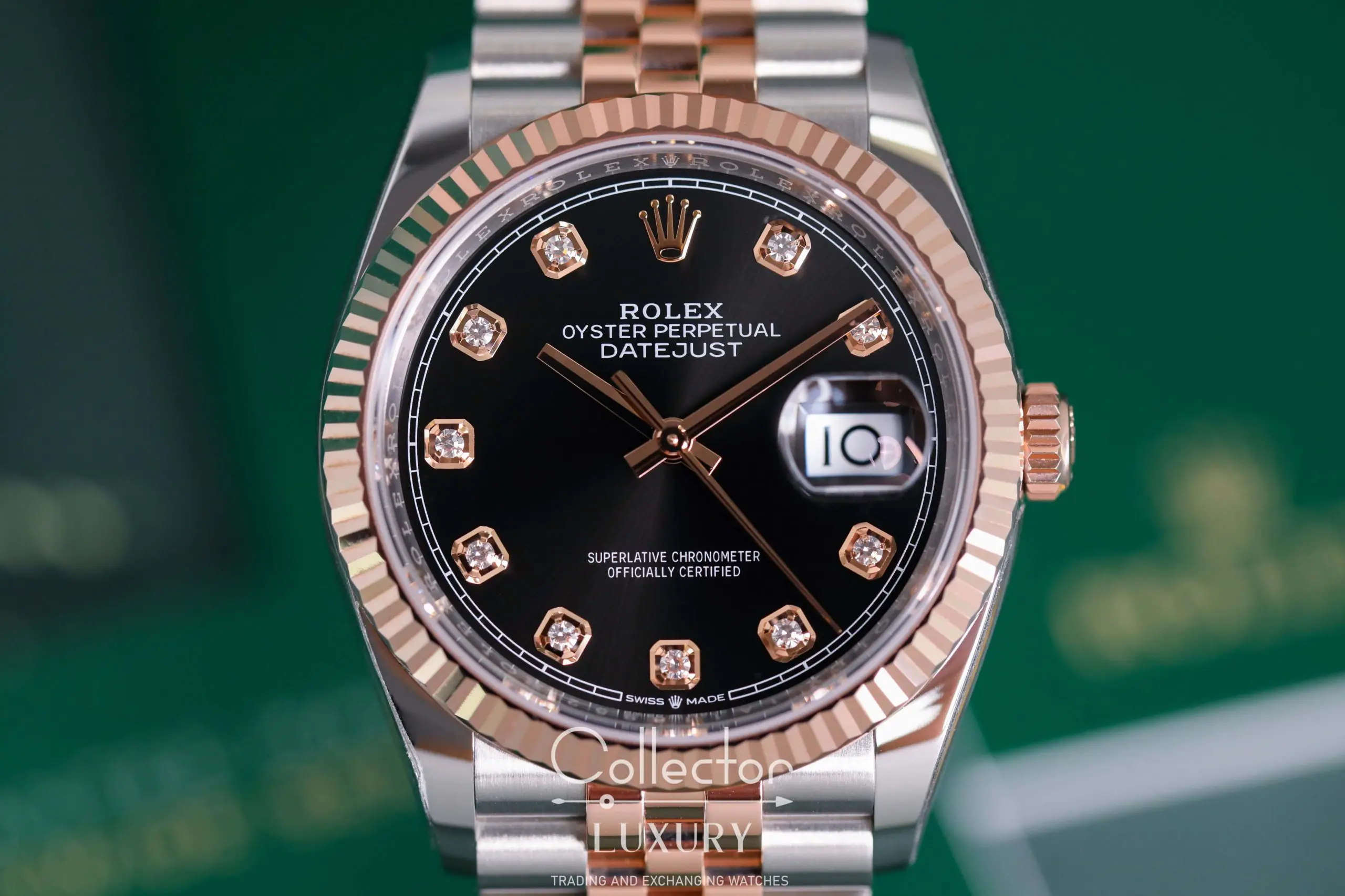 Rolex Datejust 126231-0019 - Black Dial with diamonds , 36mm, jubilee, Everose Gold 18K - Ảnh 2