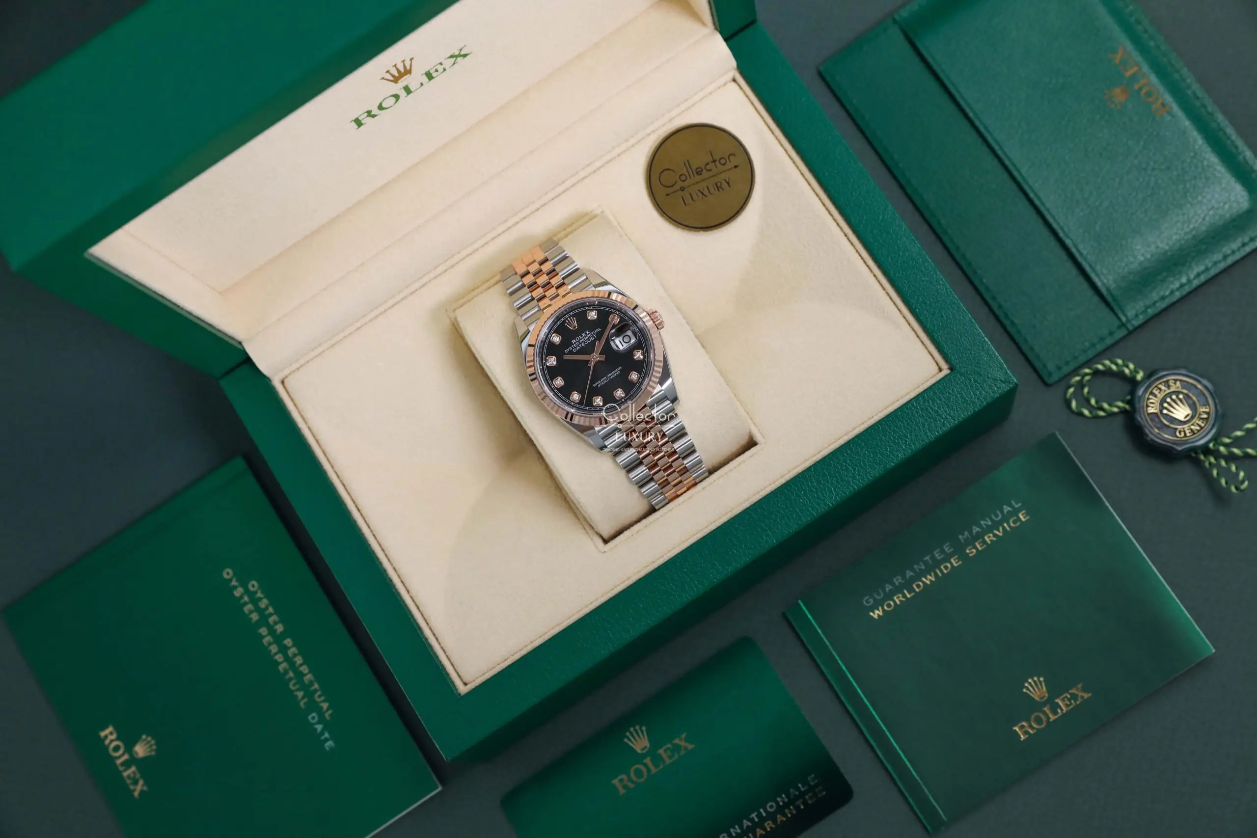 Rolex Datejust 126231-0019 - Black Dial with diamonds , 36mm, jubilee, Everose Gold 18K - Ảnh 3