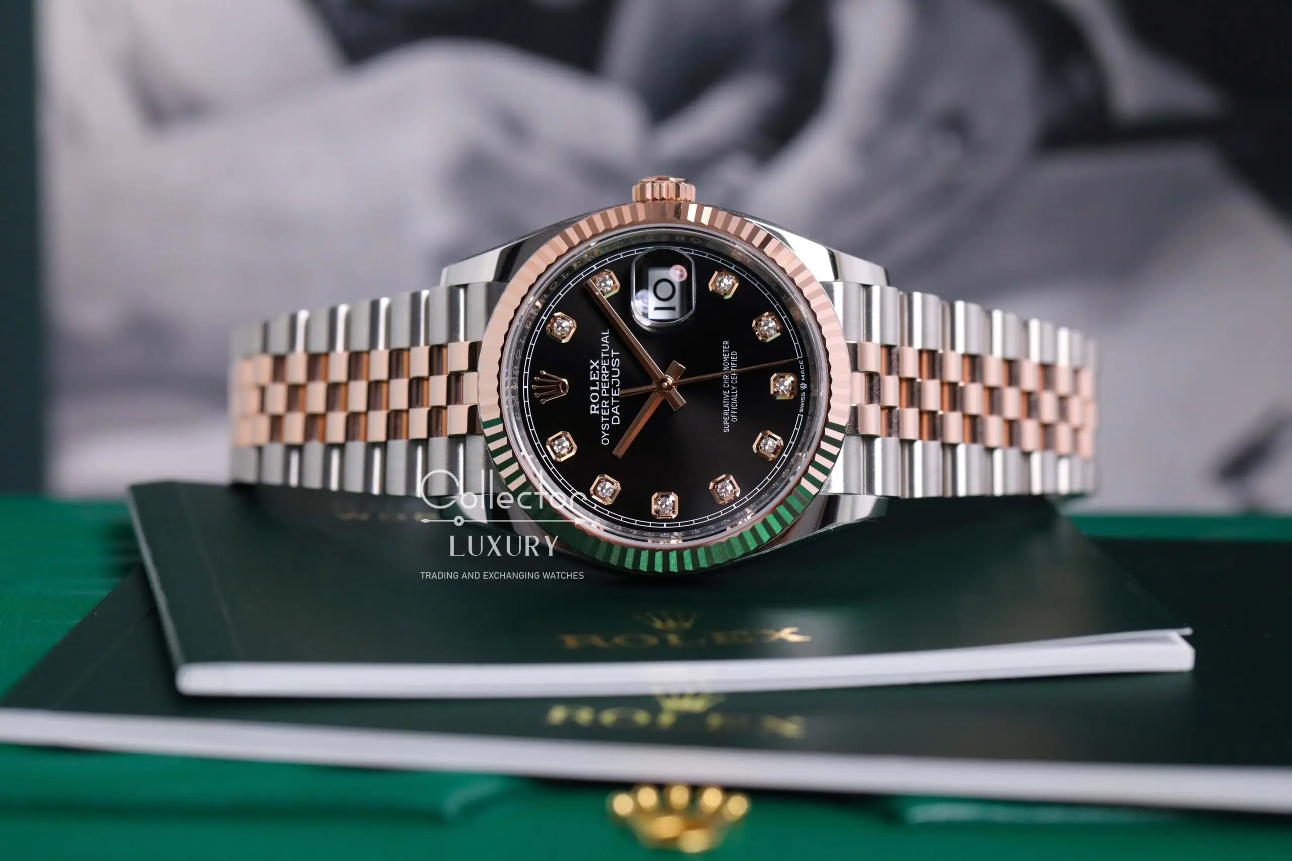 Rolex Datejust 126231-0019 - Black Dial with diamonds , 36mm, jubilee, Everose Gold 18K - Ảnh 4