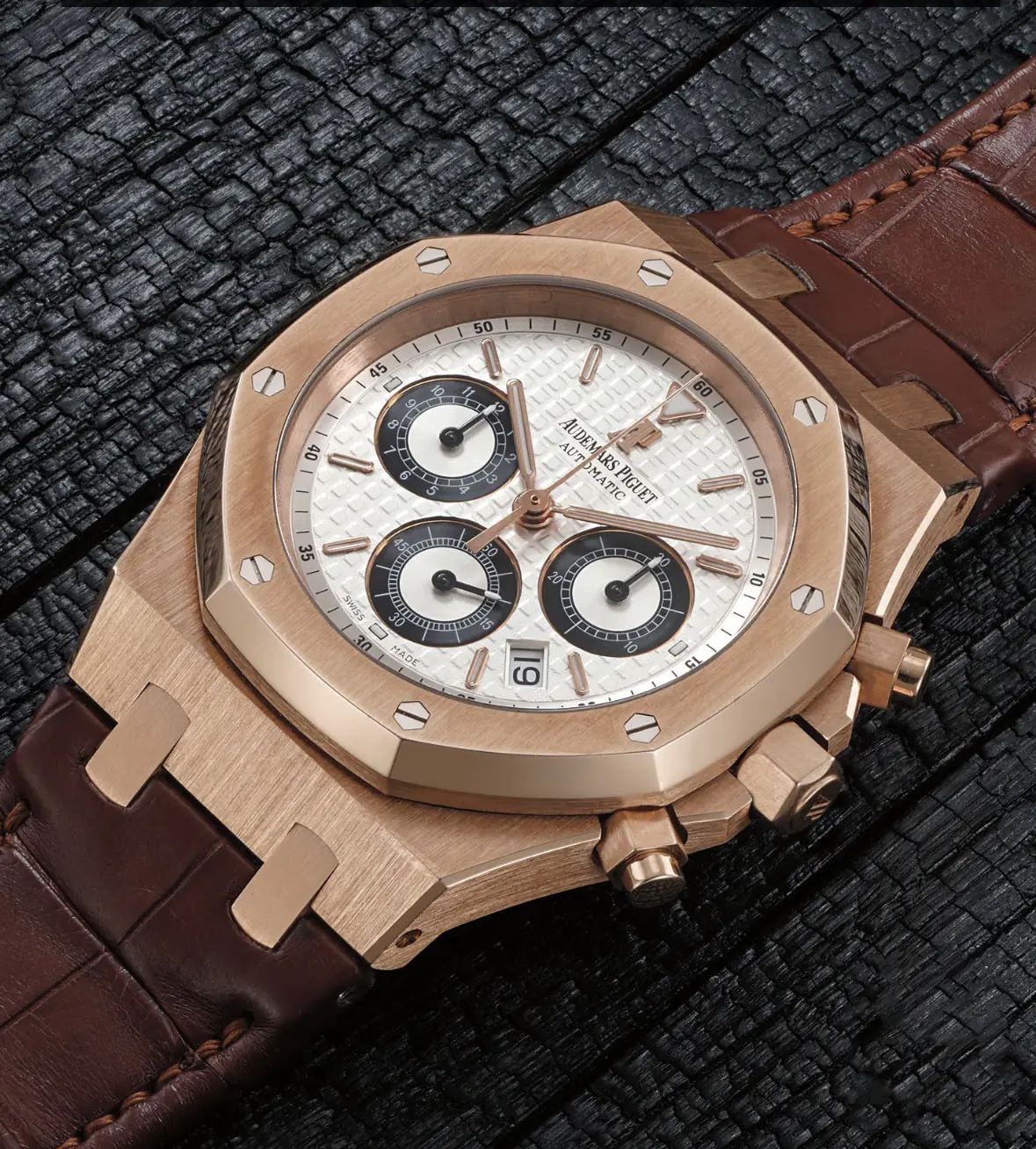Audemars Piguet Royal Oak 26022OR.OO.D098CR.01 Chronograph - Silver Dial - Rose Gold 18K - Leather Strap - 39mm - Ảnh 3