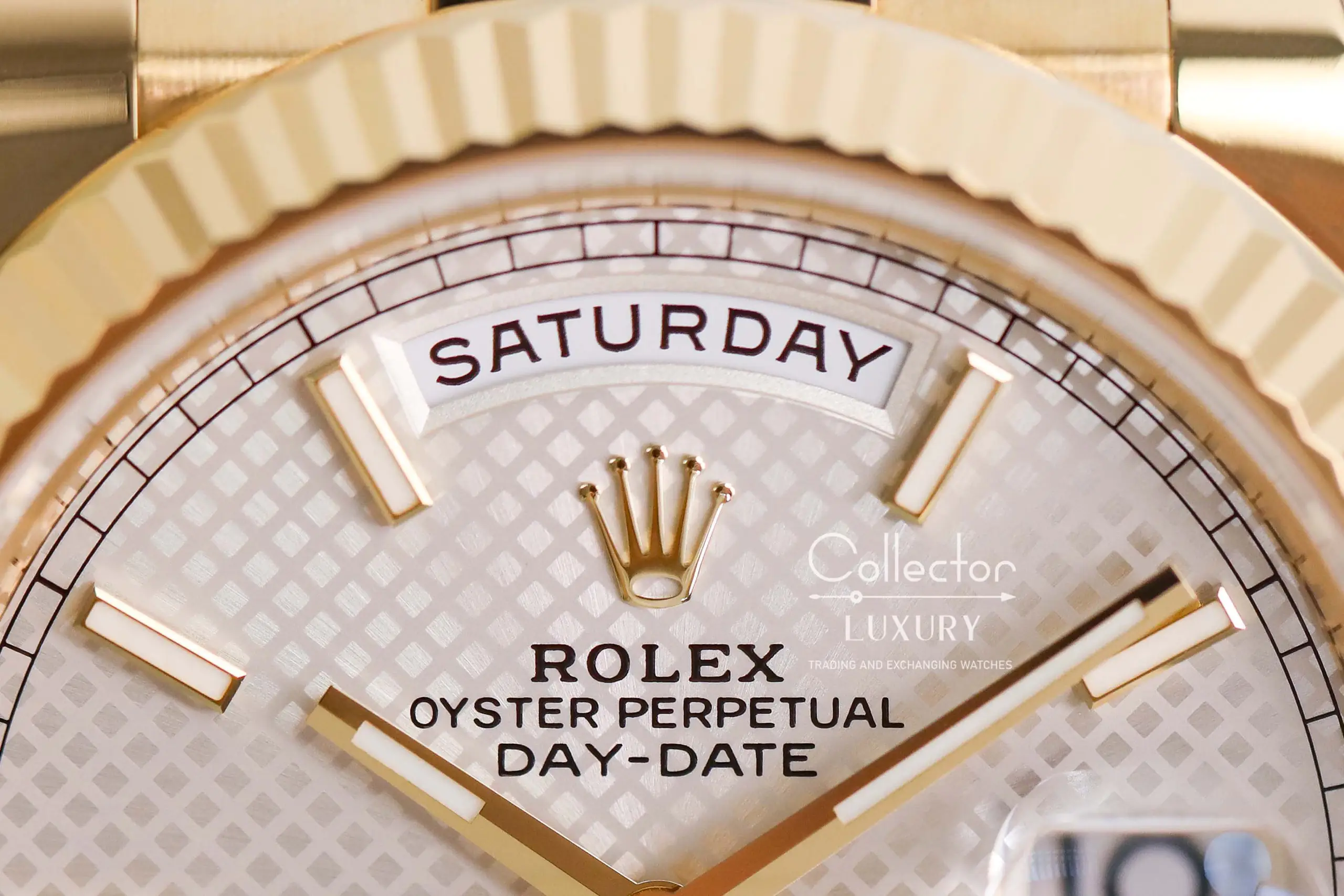 Rolex Day Date 228238-0008 - 40mm - slive diagonal motif  - President Yellow Gold 18K - Ảnh 7
