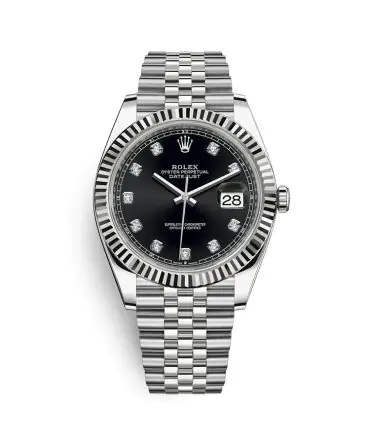 Rolex Datejust 126334-0012 - Black Dial With Diamonds- 41mm - Jubilee demi white gold 18k