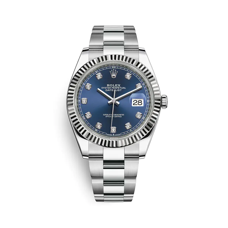 Rolex Datejust 126334-0015 - Blue Dial with Diamonds - 41mm - Oyster demi white gold 18k